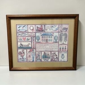 Vintage Charles Humphrey Me & My House Serve the Lord Collage Print Framed 20x16